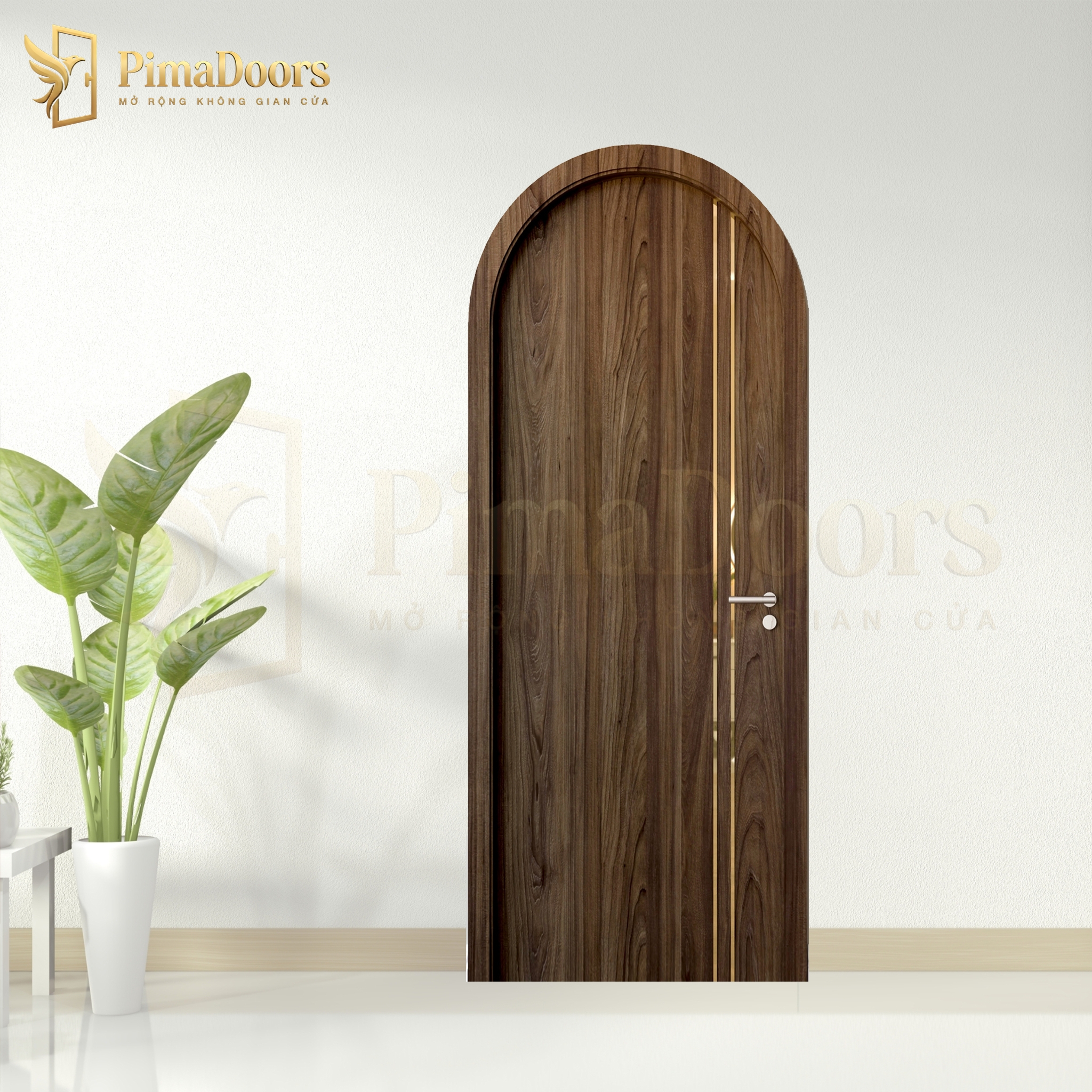 Cửa nhựa composite vòm nẹp kim loại PFS-AN2-W19