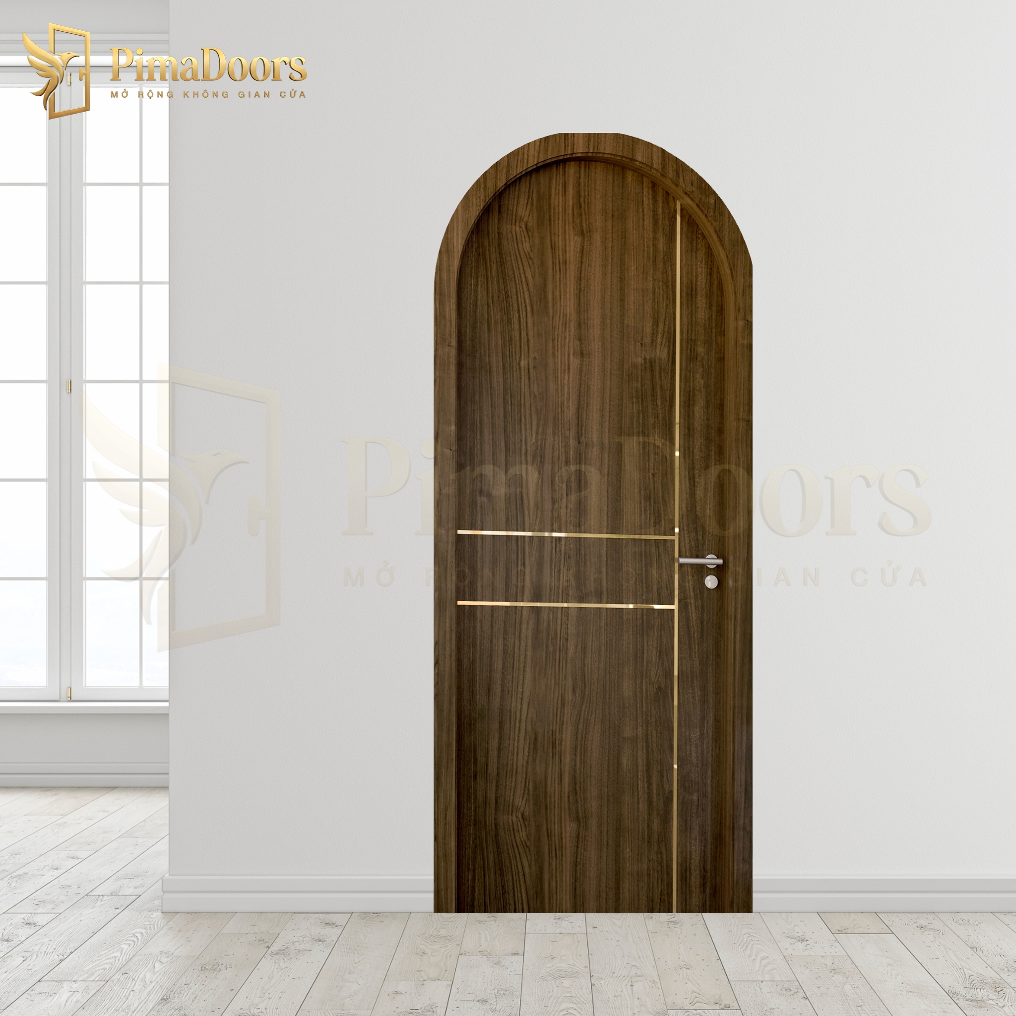 Cửa nhựa composite vòm nẹp kim loại PFS-AN3-W44