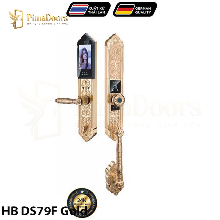 Khóa thông minh vân tay đại sảnh tân cổ Hubert HB DS79F Gold